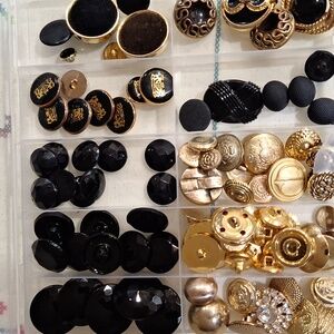 Large Assortment Of  Black and Gold Buttons